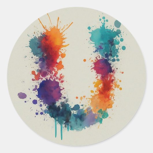 水彩スプラッシュU ラウンドシール (正面)