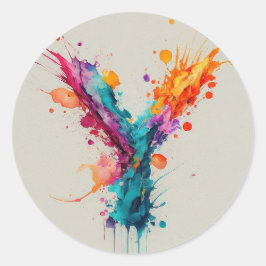 水彩スプラッシュY ラウンドシール