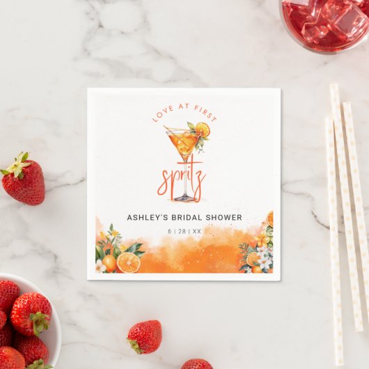 水彩スプリッツ オレンジの花 ブライダルシャワー スタンダードカクテルナプキン (インサイチュ)