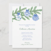水彩スプリース ブルー ホワイト ビーズ ブライダルシャワー 招待状 (正面)