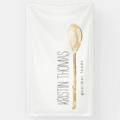 水彩スプーンケータリング、シェフバナー 横断幕 (縦)