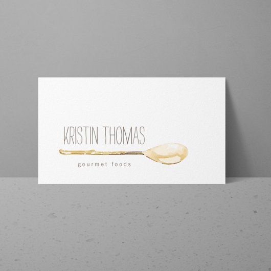 水彩スプーンケータリング、シェフビジネスカード 名刺