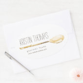 水彩スプーンケータリング、シェフIシール 楕円形シール (封筒)