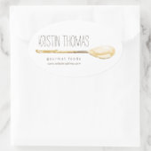 水彩スプーンケータリング、シェフIシール 楕円形シール (バッグ)