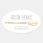 水彩スプーンケータリング、シェフIIステッカー 楕円形シール (正面)