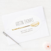 水彩スプーンケータリング、シェフIIステッカー 楕円形シール (封筒)