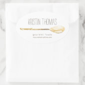 水彩スプーンケータリング、シェフIIステッカー 楕円形シール (バッグ)