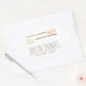 水彩スプーン及びフォークケータリング 楕円形シール (封筒)