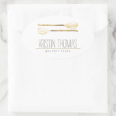 水彩スプーン及びフォークケータリング 楕円形シール (バッグ)