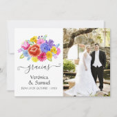 水彩スペインのフローラ結婚Fiestaの写真 サンキューカード (正面)