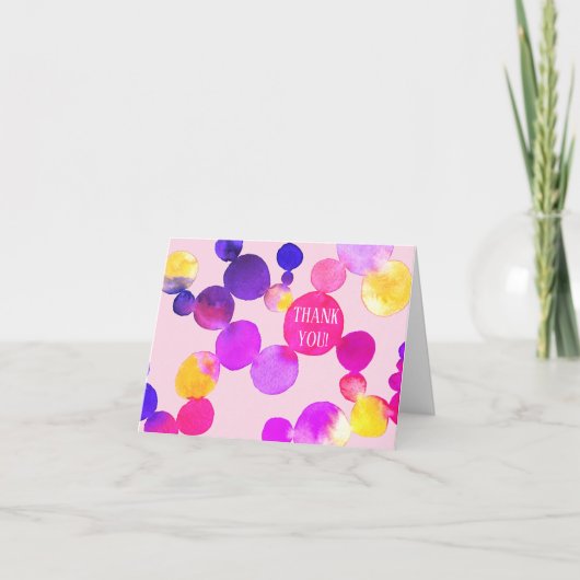 水彩スポットとドットITに感謝カスタマイズする サンキューカード (正面)