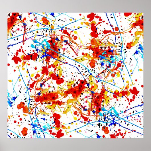 水彩スポットホワイト背景パターン ポスター (正面)