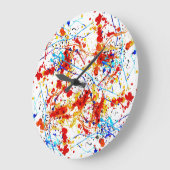 水彩スポットホワイト背景パターン ラージ壁時計 (傾斜)