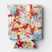 水彩スポットホワイト背景パターン 缶クーラー (裏面)