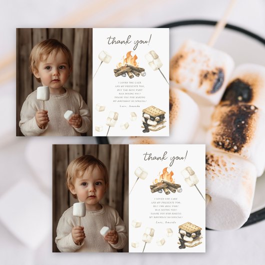 水彩スモア楽しい誕生日ありがとう サンキューカード