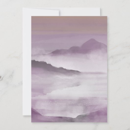 水彩スモーキー山脈赤面ピ結婚ンクインビ 招待状 (裏面)