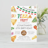 水彩スライスキッズピザパーティー誕生日インビタット 招待状 (スタンド正面)