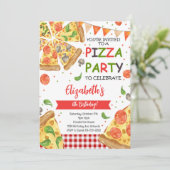 水彩スライスピザ誕生日パーティーの招待 招待状 (スタンド正面)
