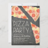 水彩スライス | 子供のピザパーティー誕生日 招待状 (正面)