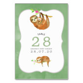 水彩スロースをテーマにしたベビシャワーテーブル番号 テーブルナンバー (裏面)