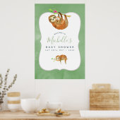 水彩スロースをテーマにしたベビースシャワーへようこそ ポスター (キッチン)