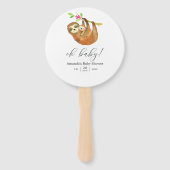 水彩スロースをテーマにしたベビースシャワー ハンドファン (正面)