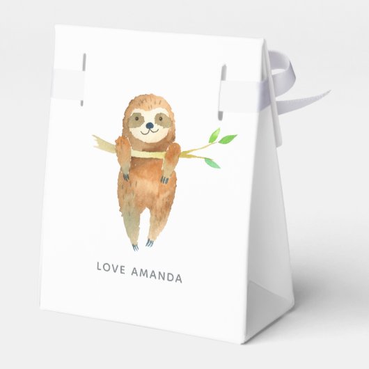 水彩スロースをテーマにしたベビースシャワー フェイバーボックス (裏面サイド)