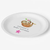 水彩スロースをテーマにしたベビースシャワー ペーパープレート (アングル)