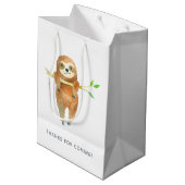 水彩スロースをテーマにしたベビースシャワー ミディアムペーパーバッグ (裏面アングル)