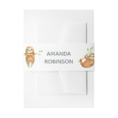 水彩スロースをテーマにしたベビースシャワー 招待状ベリーバンド (正面例)