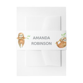 水彩スロースをテーマにしたベビースシャワー 招待状ベリーバンド