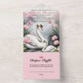 水彩スワンレイクピンクロータスフローラベビーシャワー オールインワン招待状 (内側)