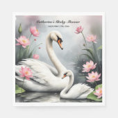 水彩スワンレイクピンクロータスフローラベビーシャワー スタンダードランチョンナプキン (正面)