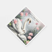 水彩スワンレイクピンクロータスフローラベビーシャワー スタンダードランチョンナプキン (角)