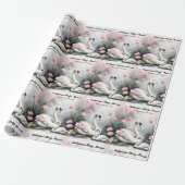 水彩スワンレイクピンクロータスフローラベビーシャワー ラッピングペーパー (アンロールド)