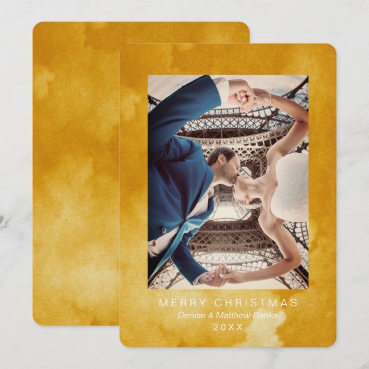 水彩セイロンイエローのモダンなクリスマスカード 招待状 (正面/裏面)