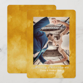 水彩セイロンイエロー　エレガントなクリスマスカード 招待状