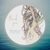 水彩セクシー人魚スタイリッシュサンクス ラウンドシール