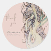 水彩セクシー人魚ピンクサンクス ラウンドシール (正面)