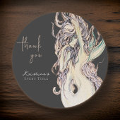 水彩セクシー人魚ブラックサンクス ラウンドシール