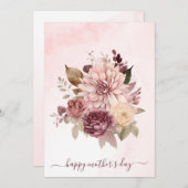 水彩セピアピンクの花|ハッピーマザーの日 シーズンカード (正面/裏面)