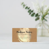 水彩セピア | ステッチされた革 名刺 (スタンド正面)