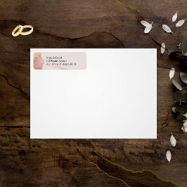 水彩セラピナピンクと金ゴールドアドレスのステッカー ラベル