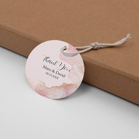 水彩セラピナピンクと金ゴールドメッセージカード フェイバータグ