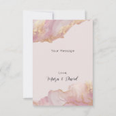 水彩セラピナピンクと金ゴールド結婚ズ サンキューカード (裏面)