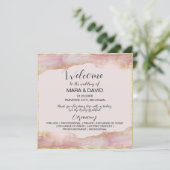 水彩セラピナピンクと金ゴールド結婚式 プログラム (スタンド正面)