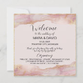 水彩セラピナピンクと金ゴールド結婚式 プログラム (正面)