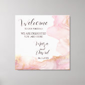 水彩セラピナピンクと金ゴールド キャンバスプリント (正面)