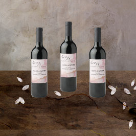 水彩セラピナピンクと金ゴールド ワインラベル