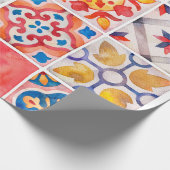 水彩セラミックタイルのコレクション。スクエアヴィンタグ ラッピングペーパー (角)